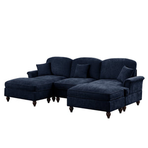 English Elm Classic Comfy Modular Sectional Sofa With Flared Arms, Removable Skirts & Movable Ottomans, Blue W3041S00257