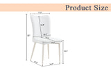 English Elm Modern Minimalist Dining Chair, White Pu Leather Curved Back and Seat Cushion, White Metal Chair Legs, Suitable For Dining Room, Bedroom, Living Room. A Set Of Four Chairs. 008