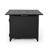 Christopher Knight Home® - Noble House - Aspen Outdoor Square Aluminum Fire Pit, Matte Black