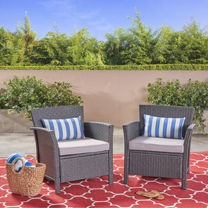 English Elm Christopher Knight Home® - ST LUCIA CHAIR Stylish PE Rattan Patio Seat with Iron Frame, Waterproof Fabric, Compact 28.25x25.5x17 Grey 54676.00GRY