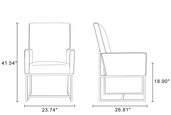 English Elm Element Metal Velvet Dining Chair with Chrome Stainless Steel Frame, High-Back Comfort, 300lb Capacity Champagne B365P397837