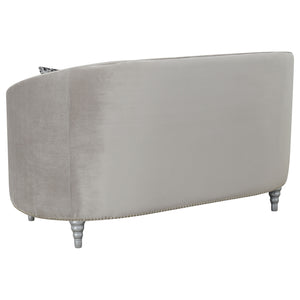 English Elm Colby Grey C-Shaped Tufted Velvet Loveseat with Rhinestone Buttons & Chrome Nailheads for Luxe_rooms (97) B062P357774