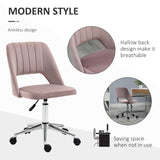 English Elm Vinsetto Modern Mid Back Office Chair With Velvet Fabric, Swivel Computer Armless Desk Chair With Hollow Back Design For Home Office, Pink