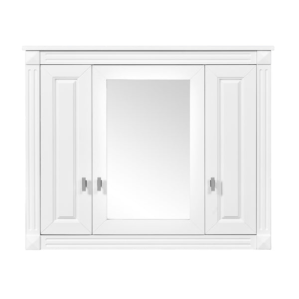English Elm Bathroom Wall Cabinet with Mirror and 5 Shelves — Wall-Mounted Medicine Cabinet, Modern Storage Solution White N710P252503K