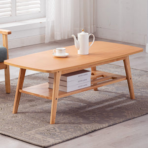 English Elm Nilda Two-tone Oak Coffee Table with Walnut Top and Dual Open Storage Shelves Natural B2749P413293