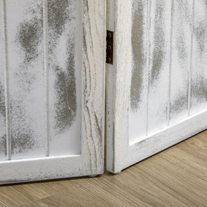 English Elm HOMCOM Whitewashed Wood 4-Panel Room Divider 67" Tall Folding Privacy Screen with MDF Panels W2225P173942