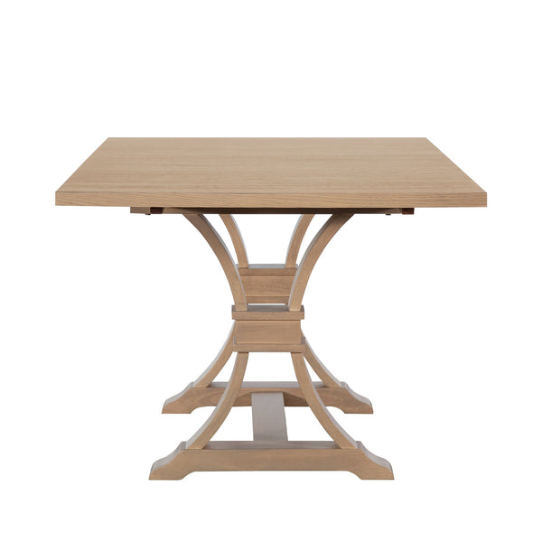 English Elm 63.00"-78.75" Extendable Farmhouse Dining Table Rubberwood X-frame Base Seats Eight Light Natural N771P347924A_N771P347925A
