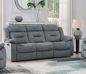 English Elm Modern Velvet Reclining Sofa with Usb Port Tufted Plush Back and Pillow Arms Dark Gray B011P468571