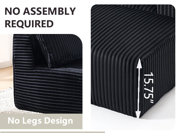 English Elm Modern Minimalist Modular Sectional Sofa – L-Shape Cloud Couch With Right-Facing Chaise For Comfort W2959S00010