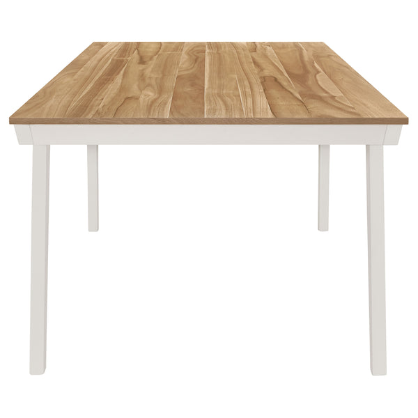 English Elm Prospect Natural Acacia Rectangular Dining Table with Off-White Flared Legs, Angled Apron Chic B062P358451