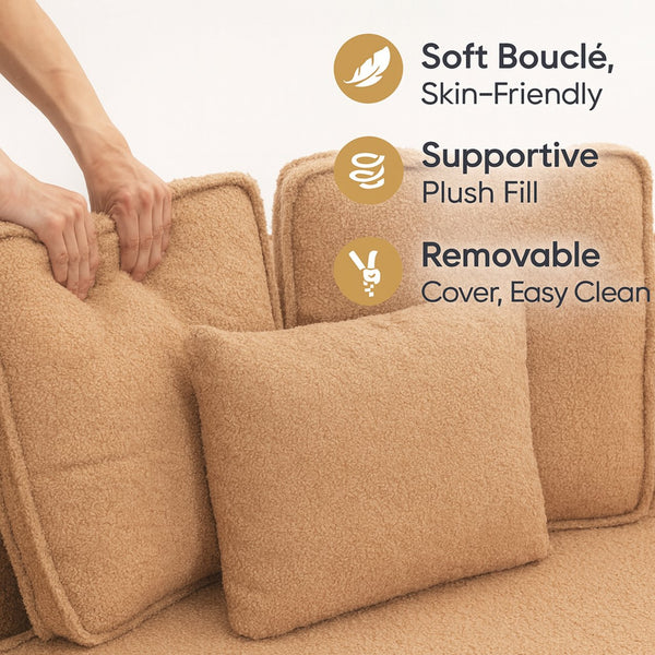 English Elm 181"extra Large Nine Seat Modular Sectional Sofa in Plush Sherpa for Spacious Lounges W3326S00040