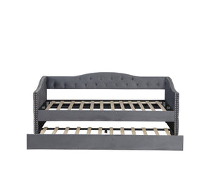 English Elm Twin Size Upholstered Daybed With Trundle & Usb Charging – Stylish Velvet Frame For Space-Saving Comfort W1670S00024-GIGA