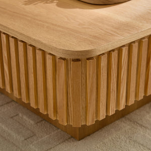 English Elm 35.43 Inch Square Lift Top Coffee Table Wood Veneer Hidden Storage Modern Living Room Natural Ash W2582P401466
