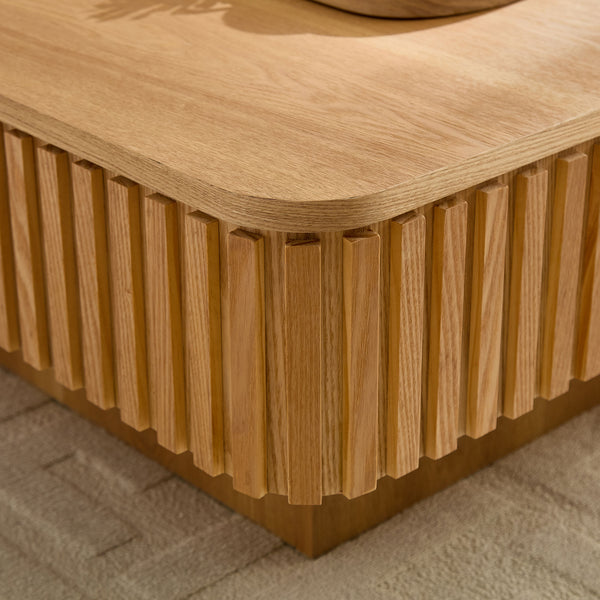 English Elm 35.43 Inch Square Lift Top Coffee Table Wood Veneer Hidden Storage Modern Living Room Natural Ash W2582P401466