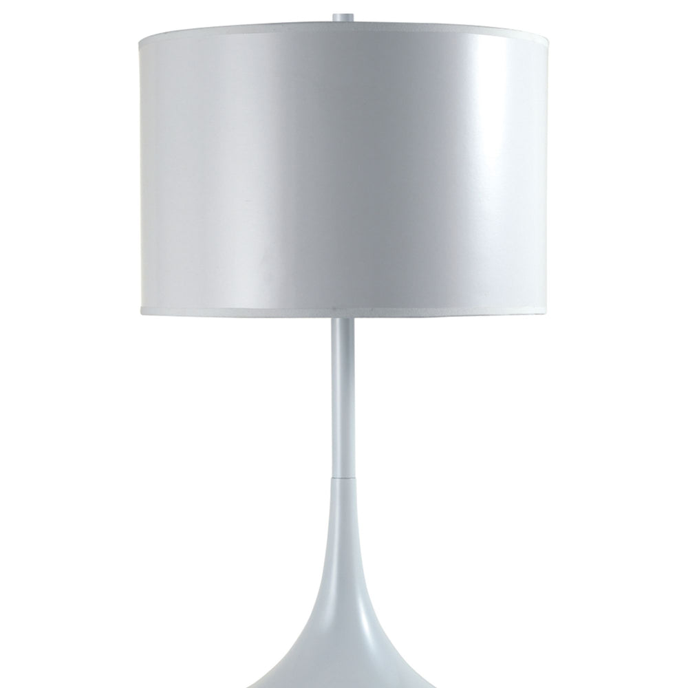 English Elm 25" Modern Metal Table Lamp in White Finish with Round Fabric Shade, 25"H, 100W Max, UL Listed B072116135