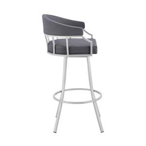 English Elm Velisse 30" Swivel Bar Stool In Slate Gray Faux Leather With Sturdy Silver Metal Base For Comfort B2736P268610-GIGA