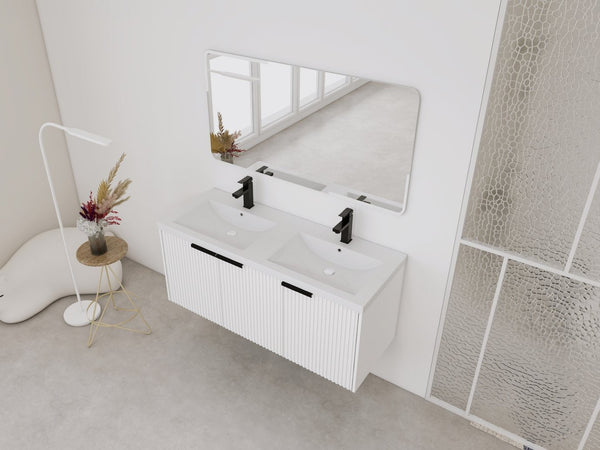 English Elm 48" Modern Wall-Mounted Bathroom Vanity With Resin Double Sink & Soft-Close Doors For Stylish Storage P2 W999S00352-GIGA
