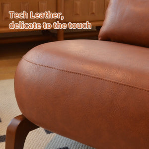 English Elm Cute Faux Leather Armless Accent Chair Solid Wood Legs Cushioned Seat Modern Brown W2105P440978
