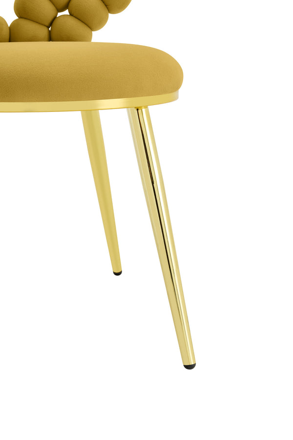English Elm Unique Heart Shaped Bubble Tufted Velvet Accent Chair Glam Metal Frame Vanity Seat Gold,Yellow W3875P446140