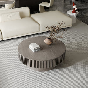English Elm 39.37'' Round Lift Top Coffee Table Fluted Pedestal Wood Veneer Storage Living Room W1435P368903