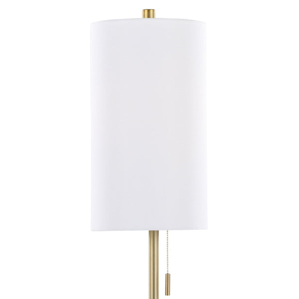 English Elm Metal Buffet Lamps with Gold Finish White Linen Shade and Usb Port Set of 2 B202P471590