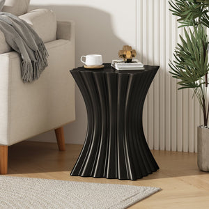 English Elm Outdoor Sculptural Wave Concrete Accent Table for Patio Pool Deck or Balcony N770P200248B