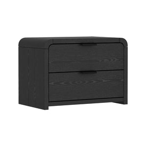 English Elm Grace 28" Nightstand Black — Modern MDF & Solid Wood 2-Drawer Bedside Table with Glam Metal Handles B365P400010