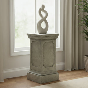 English Elm 25.75'' Square Mgo Pedestal Plant Stand with Stone Textured Brushed Gray Finish N772P334165G