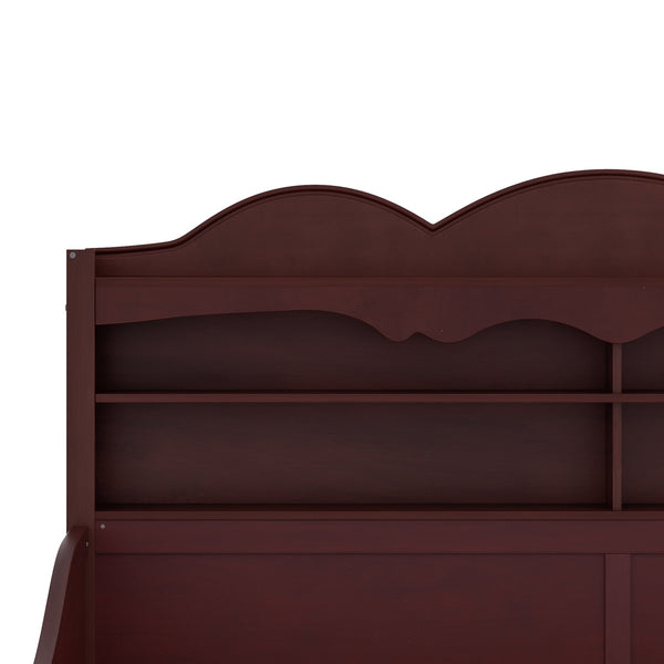 English Elm Twin Daybed Retro Wood Frame with Under Bed Drawers and Headboard Shelving Espresso N733S415358P