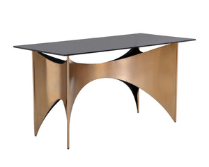 Sunpan LONDON Desk - Modern Glamour with Smoked Glass Top & Antique Gold Base for Stylish Workspaces 109644