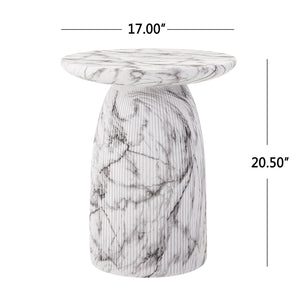 English Elm Outdoor Mgo Cylindrical Side Table Handcrafted Marble Effect Finish for Patio or Living Room N772P384671M