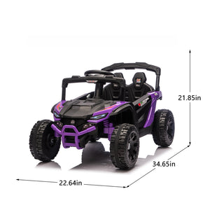 English Elm 24v Kids Utv Ride on with Dual 80w Motors Remote Control and Four Wheel Suspension Purple+Black W1578P343323
