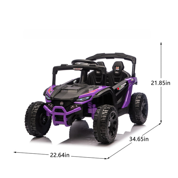 English Elm 24v Kids Utv Ride on with Dual 80w Motors Remote Control and Four Wheel Suspension Purple+Black W1578P343323