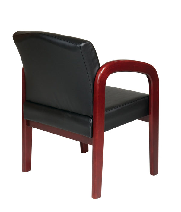 OSP Home Furnishings Cherry Wood Visitor Chair with Lumbar Support and Foam Padding for Office Reception Areas WD387-U6