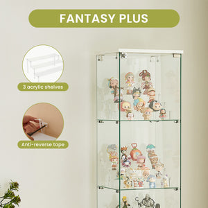 English Elm 4 Tier Glass Display Cabinet - Lockable, Mobile Showcase With 3 Acrylic Shelves For Home Or Office Decor W1668P241903