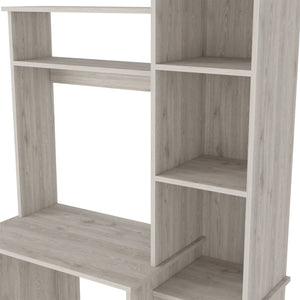 English Elm Aramis Light Gray Desk with Hutch & 5-Shelf Bookcase, Spacious Top for Monitor & Keyboard —Stylish B097132894