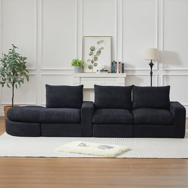 English Elm 99-Inch Chenille Cloud Curved Sectional Sofa – Elegant L-Shaped Couch With Chaise, No Assembly! W834S00478