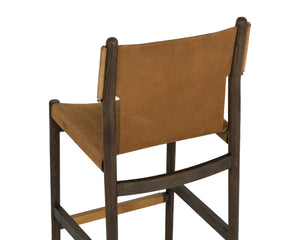 Sunpan ARGUS Barstool - Mid-Century Modern Nubuck Leather with Solid Oak Frame for Stylish Comfort 112683