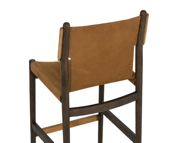 Sunpan ARGUS Barstool - Mid-Century Modern Nubuck Leather with Solid Oak Frame for Stylish Comfort 112683