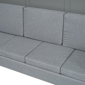 English Elm Queen Murphy Wall Bed with Linen Sofa for Studio and Small Space Living Gray LP000892AAE