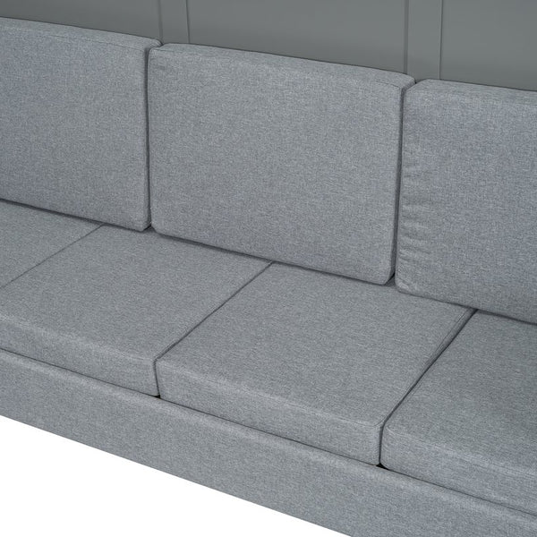 English Elm Queen Murphy Wall Bed with Linen Sofa for Studio and Small Space Living Gray LP000892AAE