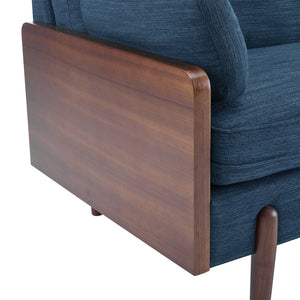 English Elm Mid-century Modern Compact Sofa with Plush Cushions and Rounded Wood Legs for Living Rooms Navy N771P205110U