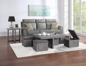 English Elm Montalbano Farmhouse Square Coffee Table with Nesting Stools and Cross Base Side B2749S00281