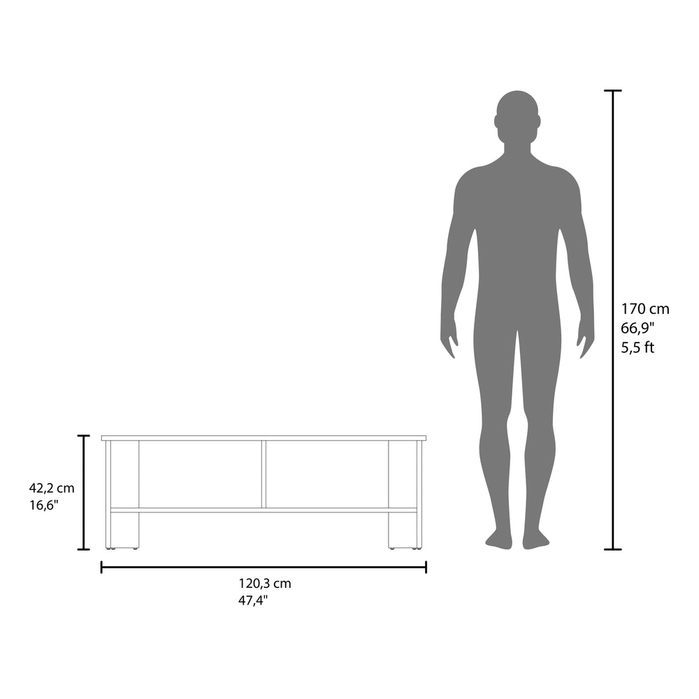 English Elm Garden 19.7" High Side Table White — Compact Two-Shelf End/Sofa Table, MDF, Stylish Storage Solution B200P286961