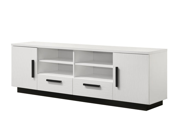 English Elm Tropea 58 Inch Open Shelf Media Console with Oak Finish and Cord Management B2749P413260