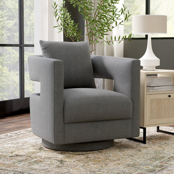 English Elm Wallace & Bay - Gray Swivel Chair - Modern Comfort In Versatile Flint Fabric, Perfect For Living Room & Home Office B361P384443-GIGA