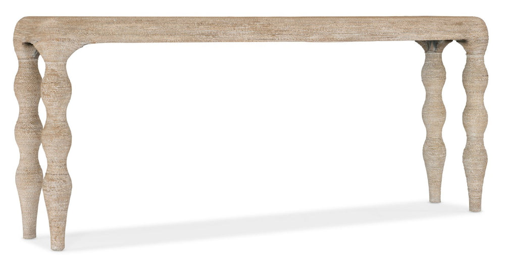 Hooker Furniture Serenity Coastal Console Table With Rope-Wrapped Legs, Wire-Brushed Surf Oak Veneer, Slim 15" Depth 6350-80161-83