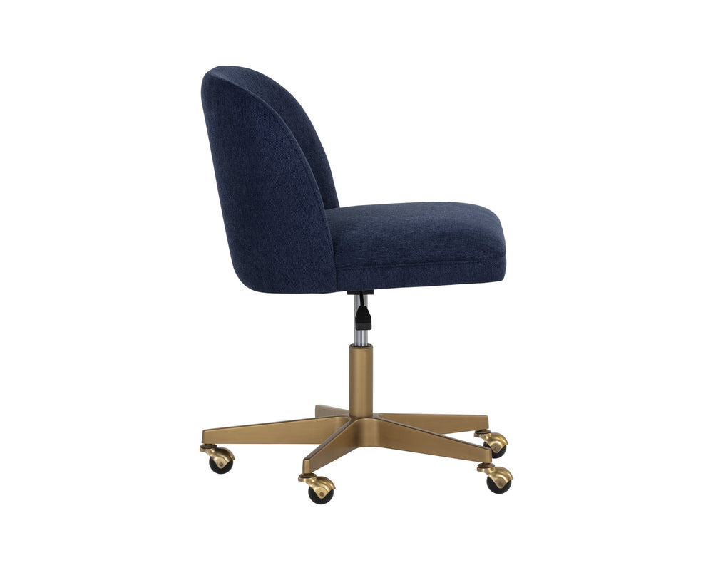 Sunpan Kenna Office Chair - Modern Minimalist Design with Adjustable Height and Gold Steel Base for Mobility Belfast Navy