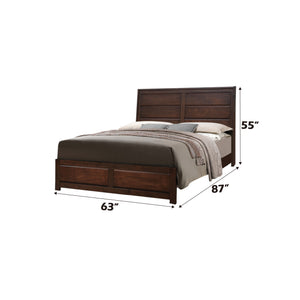 English Elm Oberreit Queen Bed in Walnut Finish – Solid Rubberwood Frame, Raised Panel Headboard, 660 lb Capacity B2726S00514