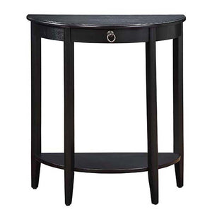 English Elm Black Half-Moon Console Table with Lower Shelf, Solid Pine & MDF, Timeless Black Finish for Entryway Elegance (97) B062P189228